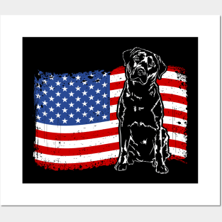 Proud Labrador Lab American Flag patriotic dog Posters and Art